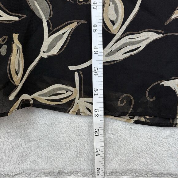 Vtg Talbots Midi Maxi Dress 14 Black Tan Floral Sleeveless Fairygrunge 90s Y2K - Picture 7 of 11